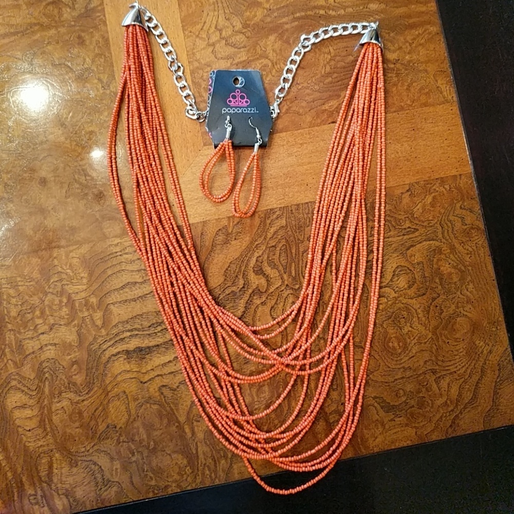 Coral Seed Bead Necklace